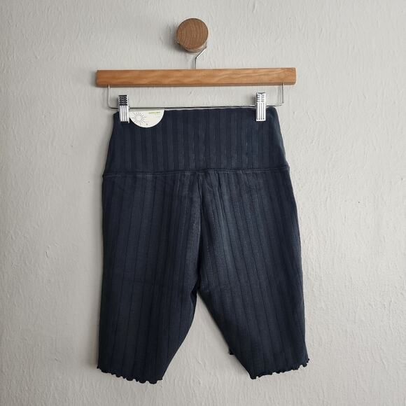 NEW Aerie Offline Black Ribbed High Waisted Go Bike Shorts - Picture 6 of 10